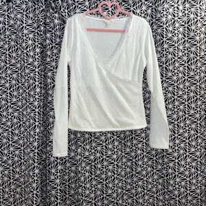 Aeropostale White Lace Accent Long Sleeve Top